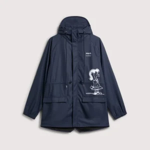 COCCINELLE X PEANUTS impermeabile pioggia in tessuto spalmato blu