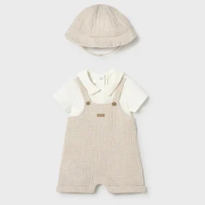 Salopette corta con cappello neonato Mayoral