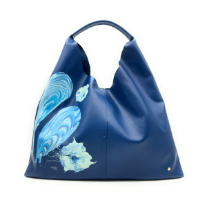 Borsa Hobo – Pelle liscia blu – Fluid art Azzurro