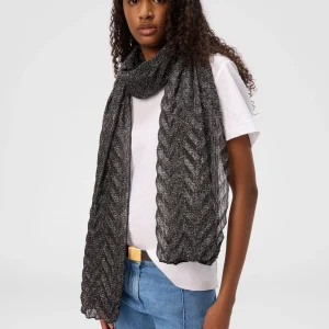 MISSONI sciarpa Stola motivo chevron con bordi irregolari nero