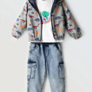 Completo giubbotto, maglietta e jeans bambino