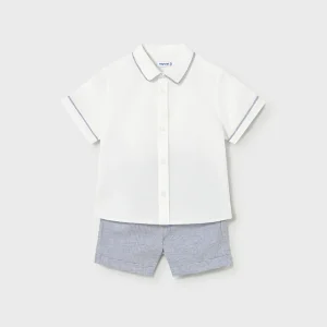 Completo in lino con camicia baby boy Mayoral
