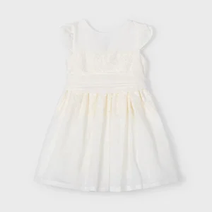 Vestito dettaglio pizzo con fusciacca bambina