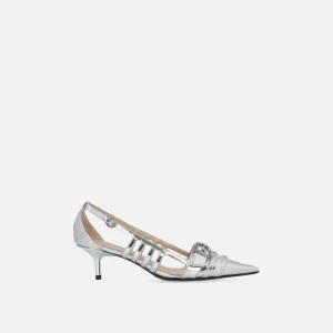 Pinko decollete in pelle slingback specchiate argento