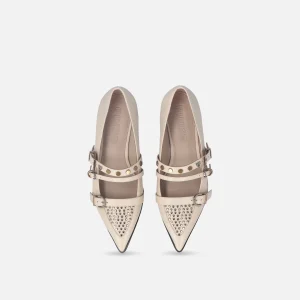 PINKO Ballerine ZULEMA a punta in pelle con borchie panna YOGURT