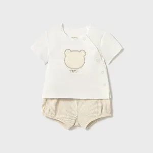 Completo pantaloncino e maglietta orsetto neonata