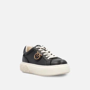 Sneakers flatform con suola alta e logo in metallo Pinko nero
