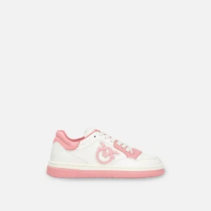 Scarpe sneakers bicolore con ricamo logato Pinko bianco rosa