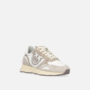 PINKO Scarpe da ginnastica in suede con logo beige bianco