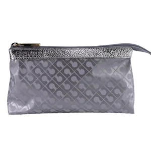 GHERARDINI Pochette in tessuto softy con inserti in pelle LUNAR ARGENTO