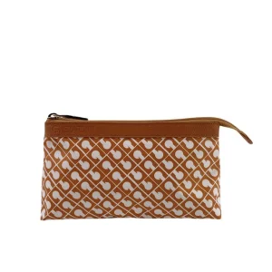 GHERARDINI Pochette in tessuto softy con inserti in pelle MANGO