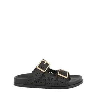 TWINSET ciabatta laserata in pelle nero