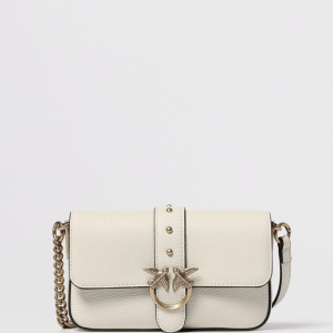 PINKO Borsa mini bag Love One in pelle martellata avorio