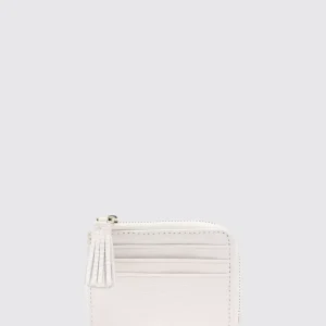 COCCINELLE portatessere tassel in pelle bianco