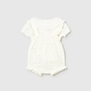 Completo con salopette in tricot neonata Mayoral
