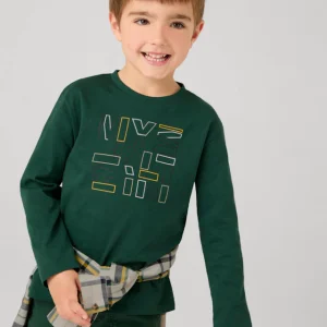Maglia verde con stampe bambino