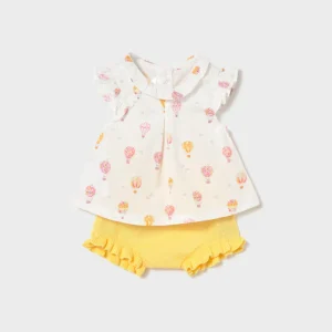Completo blusa mongolfiera con culotte in tricot neonata Mayoral