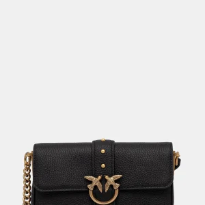 PINKO BORSA love one slouchy baby in pelle bottolato nero