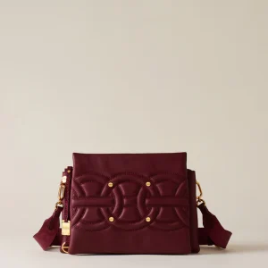 BORBONESE BORSA IN PELLE RONDO’ SCOMPARTATA MERLOT