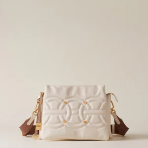 BORBONESE BORSA IN PELLE RONDO’ SCOMPARTATA ALABASTRO