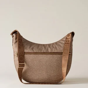 BORBONESE BORSA LUNA BAG MEDIUM IN JET OP BEIGE