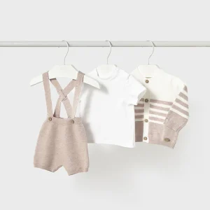 Completo 3 pezzi tricot con cardigan neonato