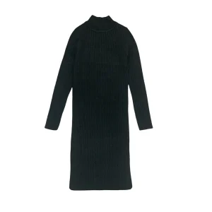 Abito Nero Tubino con Spacchi Laterali – Maglia Morbida sotto al Ginocchio