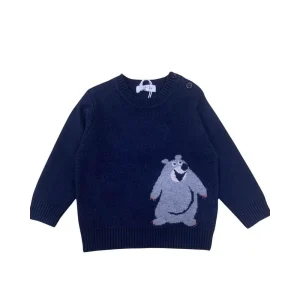 Maglione girocolla blu per neonato da 6mesi a 24mesi Y-Clù BYN10714