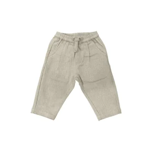 Y-Clù pantaloni neonato lino cotone beige morbidi estivi