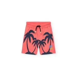 BERMUDA BAMBINO ARANCIONI CON STAMPA PALME IN COTONE