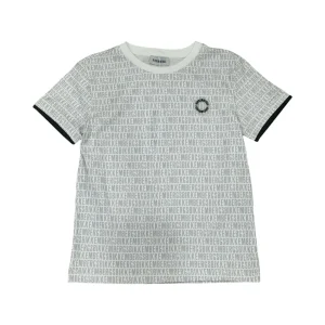 Maglietta bianca Bikkembergs ragazzo – logo all over grigio e stile moderno