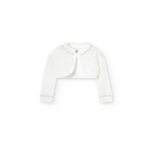 Boboli bolero maglieria bambina panna con bottoncino