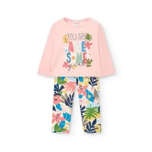 Boboli completo bambina maglietta leggings fantasia floreale