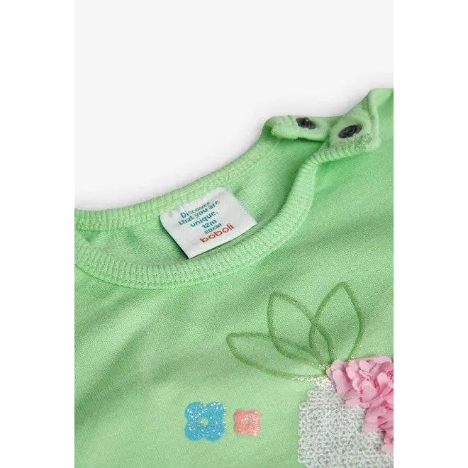 Felpa colorata bambina Boboli verde con ricamo ananas - immagine 4