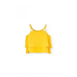 top bimba Boboli giallo con doppio strato e fiori
