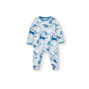 tutina neonato celeste Boboli con piedini morbida