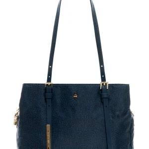 BORBONESE BORSA BAULETTO IN JET OP BLUE