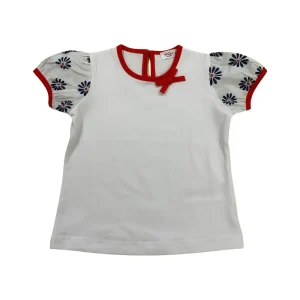 maglietta bianca maniche corte bambina con fiocco