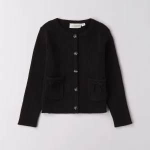 Cardigan Nero Bambina Sarabanda con Tasche
