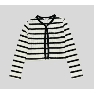 CARDIGAN NERO/BIANCO RIGHE YCLU 182MYFJS
