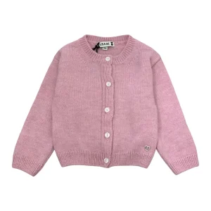 Cardigan Rosa per Bambina con Bottoni Bianchi