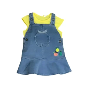 Boboli completo bimba effetto denim con top giallo