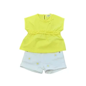 Y-Clù completo corto bambina moda estate giallo e bianco