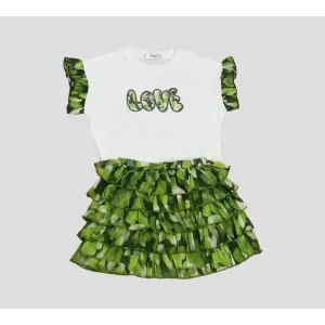 COMPLETO MAGLIETTA + GONNA VERDE Y-CLU 307TYFBS25