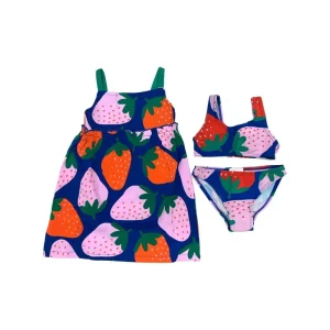 Boboli completo mare bambina 2-8 anni con vestito fragole