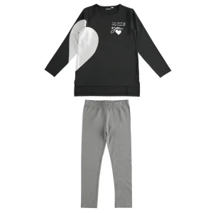 Completo maxi maglietta con cuore e leggings per bambina Sarabanda 3373