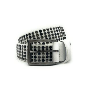 Cintura Borchiata – Alta 3,5 cm – Pelle Bianco – Borchie canna fucile