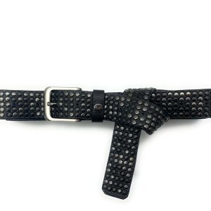 Cintura da Annodare – Alta 3,5 cm – Pelle Nera – 1000 e più Borchie Canna Fucile