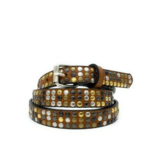 Cintura Donna Borchiata – Alta 2 cm – Cuoio