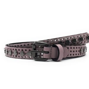 Cintura Donna Borchiata Traforata – Alta 2 cm – Rosa